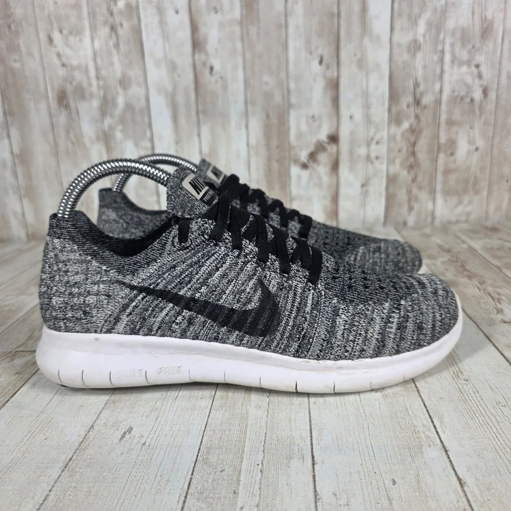 Nike Free RN Flyknit Women's Running Shoes Black‎ Size 8.5 Athletic Sneakers